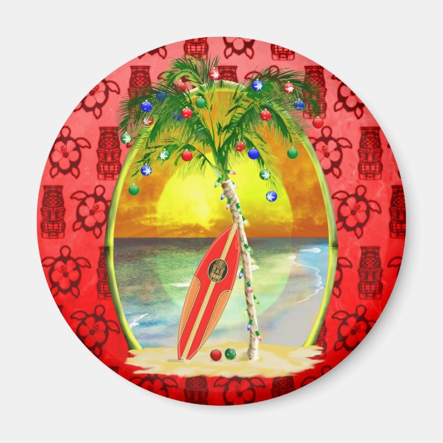 Christmas Beach Sunset Magnet (Front)