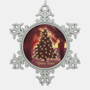 Christmas Beach Sunset Ornaments PERSONALIZED