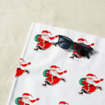 Christmas Beach Towel Santa with Gift<br><div class="desc">Santa Beach Towels Christmas Design</div>