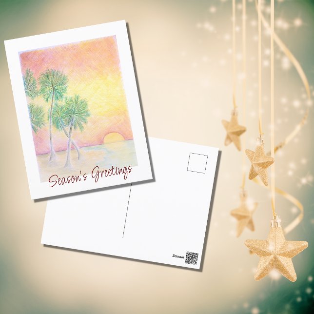 Christmas Beach Tropical Palm Trees   Holiday Postcard (Creator Uploaded)