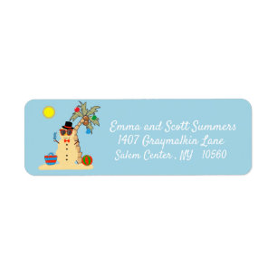 Christmas Beach Tropical Snowman Address Return Address Label