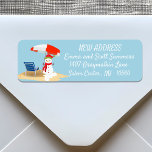 Christmas Beach Tropical Snowman New Address Return Address Label<br><div class="desc">This design was created though digital art. It may be personalised in the area provide or customising by choosing the click to customise further option and changing the name, initials or words. You may also change the text colour and style or delete the text for an image only design. Contact...</div>