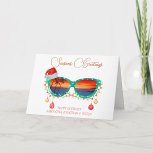 Christmas Beach tropical Sun Glasses Card