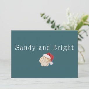 Christmas Beach Vacation Sandy and Bright Seashell Holiday Card