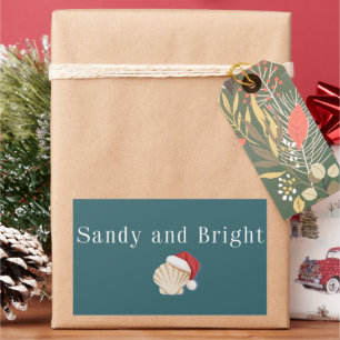 Christmas Beach Vacation Sandy and Bright Seashell Rectangular Sticker