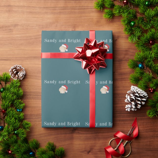 Christmas Beach Vacation Sandy and Bright Seashell Wrapping Paper (Holiday Gift)