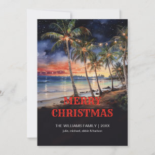 Christmas Beach Watercolor Invitation