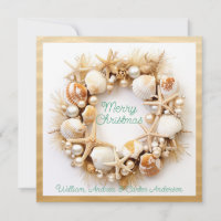 Christmas Beach Waves Seashells Starfish Pearls