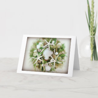 Christmas Beach Wreath Holiday Card