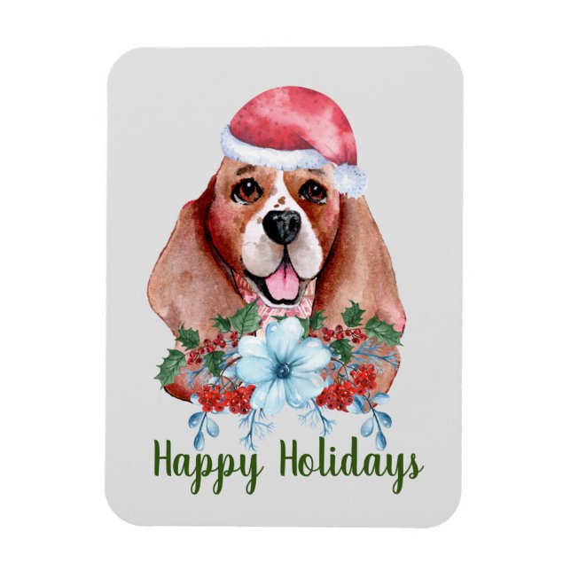 Christmas Beagle Customisable Holiday Magnet (Vertical)