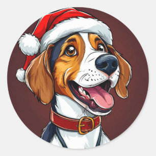 🎄 Christmas Beagle Dog Gift For Pet Lovers Classic Round Sticker