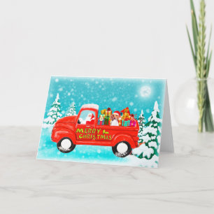 Christmas Beagle Dog gifts delivery truck Card
