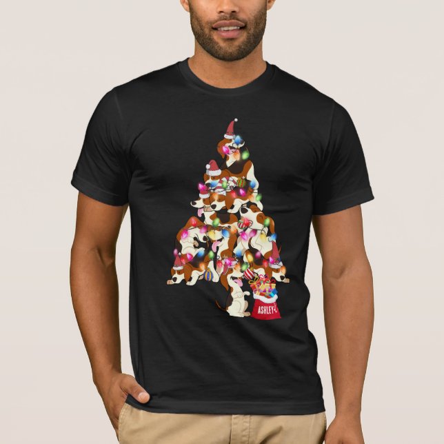 Christmas Beagle Dog Puppy Cute T-Shirt (Front)