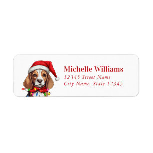 Christmas Beagle Dog Return Address Labels