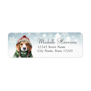 Christmas Beagle Dog Return Address Labels