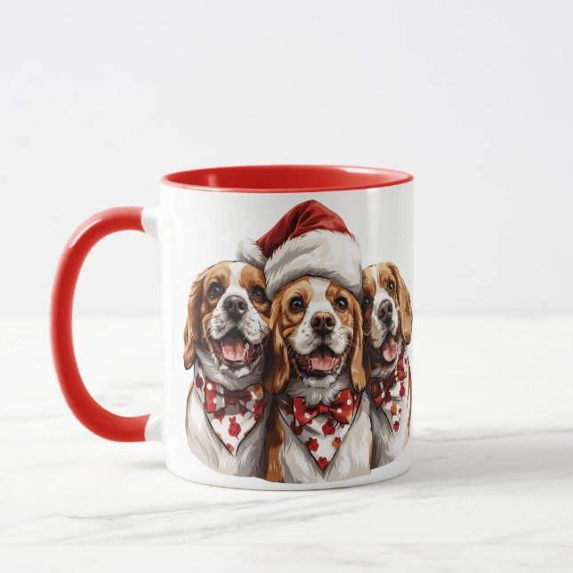Christmas Beagle Dogs Mug (Left)