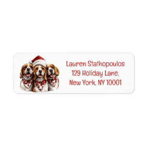 Christmas Beagle Dogs Return Address Label