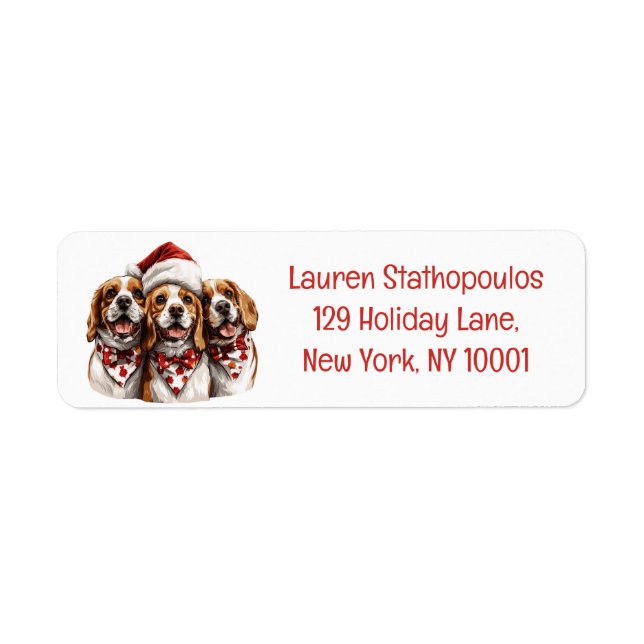 Christmas Beagle Dogs Return Address Label (Front)