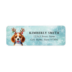 Christmas Beagle Return Address Labels