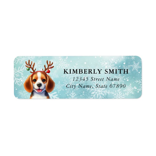 Christmas Beagle Return Address Labels (Front)