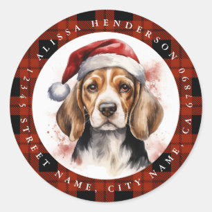 Christmas Beagle Round Stickers