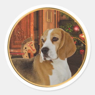 Christmas Beagle Sticker