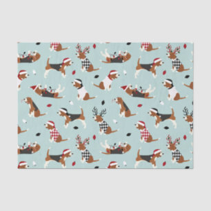 Christmas Beagles Blue Tissue Paper