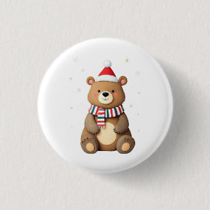 Christmas Bear 3 Cm Round Badge