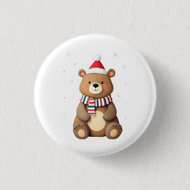 Christmas Bear 3 Cm Round Badge (Front)