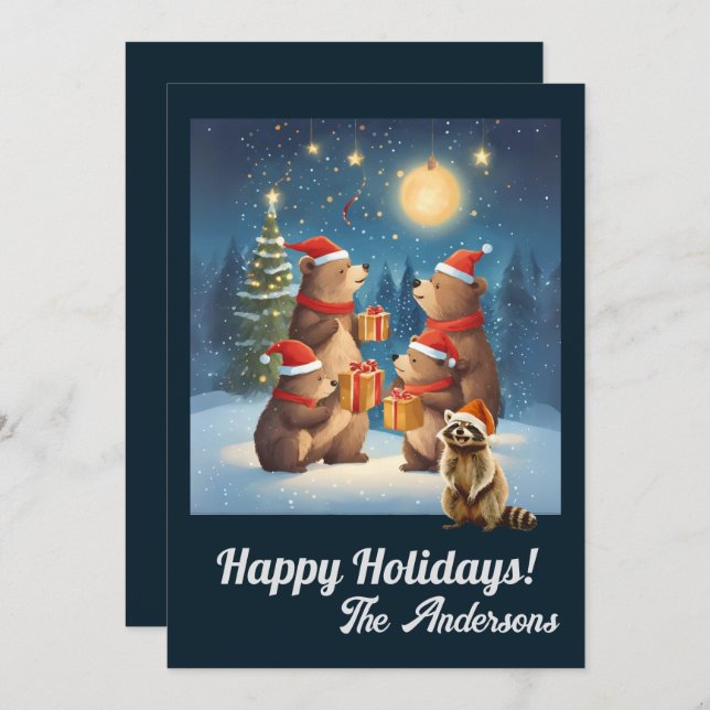 Christmas bear 7, Happy Holidays, Christmas card (Front/Back)