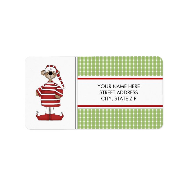 Christmas Bear Address Mailing Labels (Front)