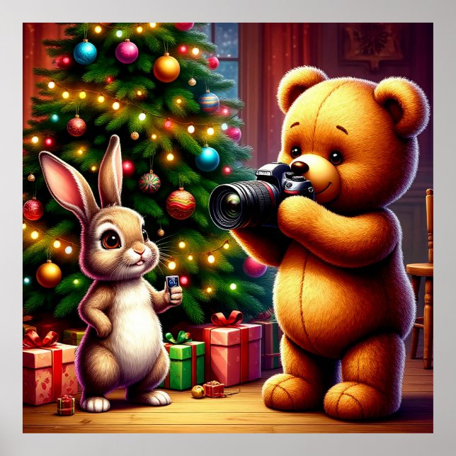 Christmas Bear And Rabbit Wall Decor For Kids (Front)