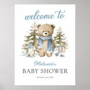 Christmas Bear Baby Shower Welcome Poster
