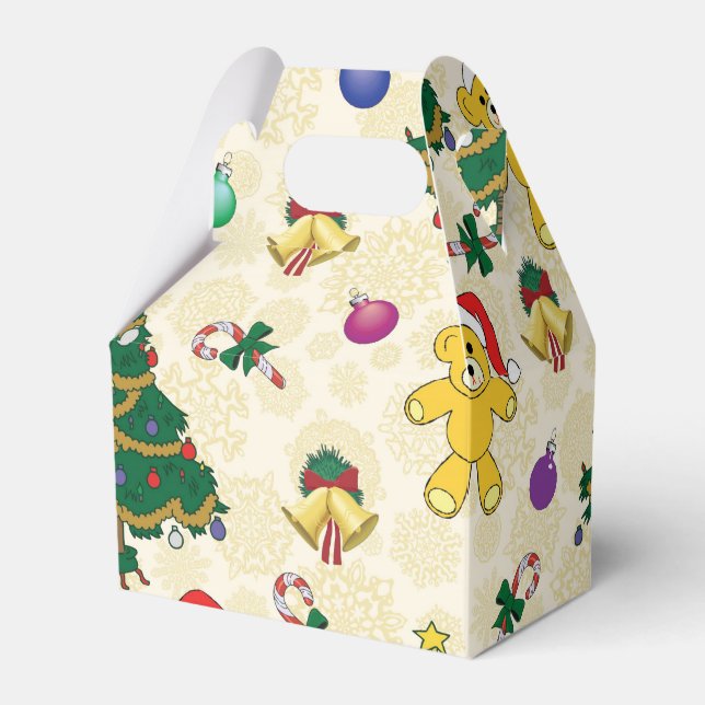 Christmas bear,bells and tree favour box (Front Side)