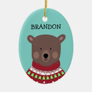 Christmas Bear Ceramic Ornament
