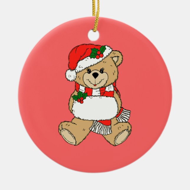 Christmas Bear Ceramic Tree Decoration (Front)