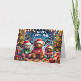 Christmas Bear Christmas greeting cards. Holiday Card