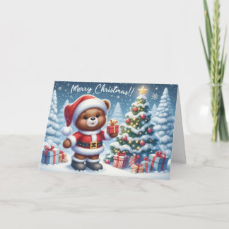 Christmas Bear Christmas greeting cards. Holiday Card