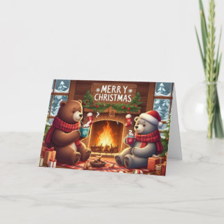 Christmas Bear Christmas greeting cards. Holiday Card