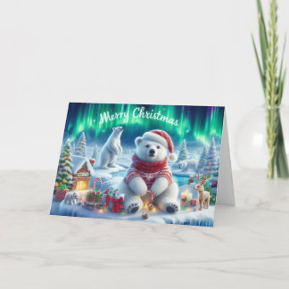 Christmas Bear Christmas greeting cards. Holiday Card