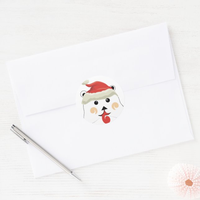Christmas Bear Classic Round Sticker (Envelope)