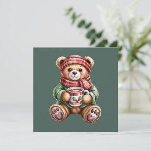 Christmas Bear Cosy Xmas Winter Coffee Holiday Card