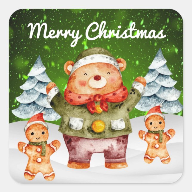 Christmas Bear Gingerbread Cookies Stickers (Front)