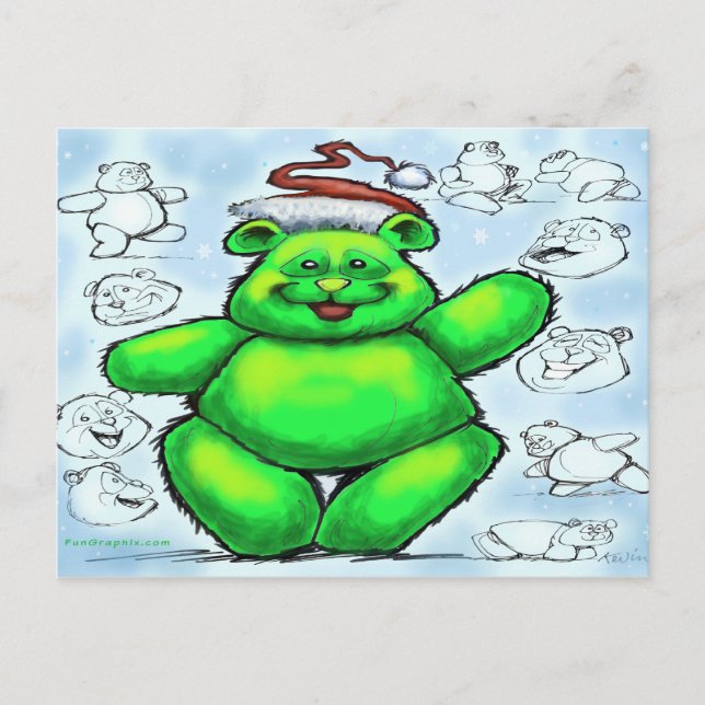 Christmas Bear Holiday Postcard (Front)