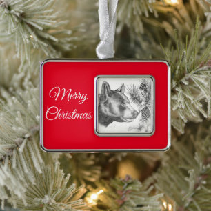 Christmas-Bear-Merry Christmas Silver Plated Framed Ornament