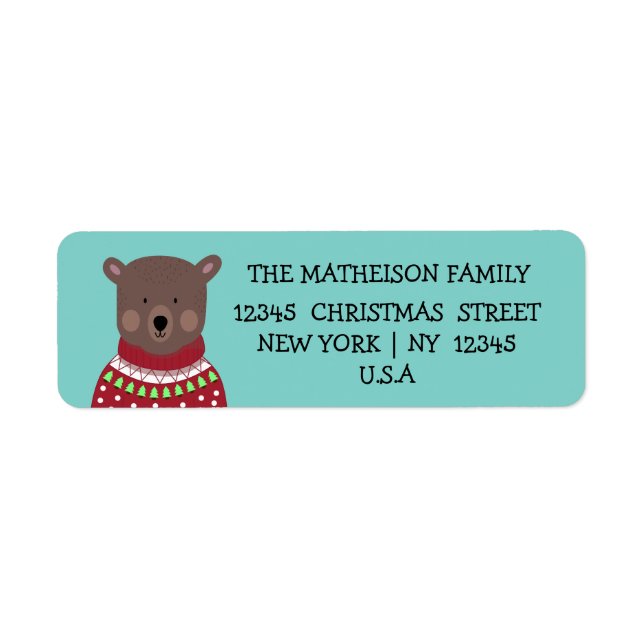 Christmas Bear Return Address Label (Front)