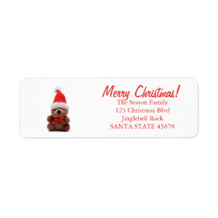 Christmas bear return address label