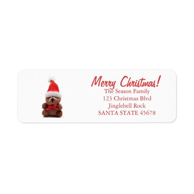 Christmas bear return address label (Front)