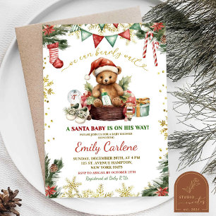 Christmas Bear Santa Boy Baby Shower Invitation