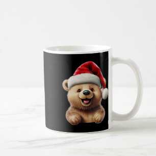 Christmas Bear Santa Hat Christmas Funny Xmas Bear Coffee Mug